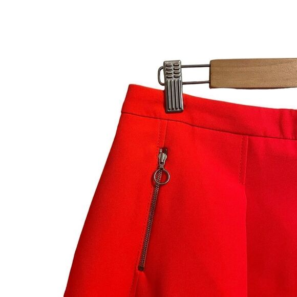 Claudie Pierlot Neon Orange Pleated Zip Pocketed Mini Skirt Size 36EU or US 4 - Picture 3 of 7
